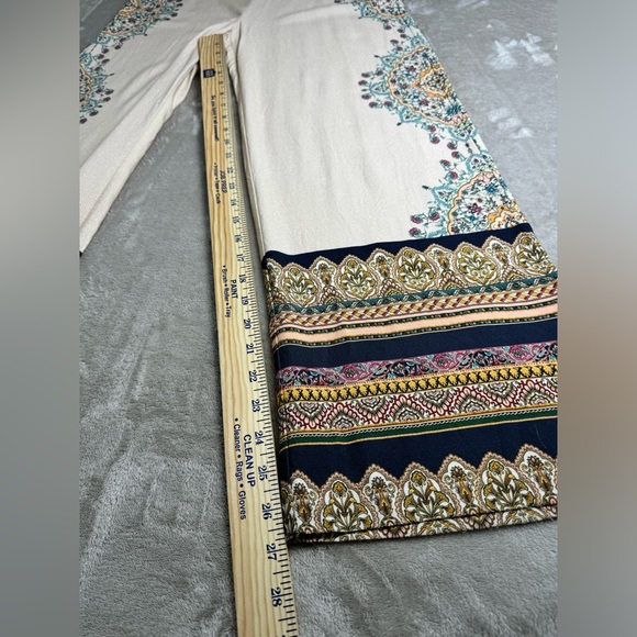 Farm Rio Pants Size Small Anthropologie Satin Wide Leg Medallion Border Print - Picture 13 of 16